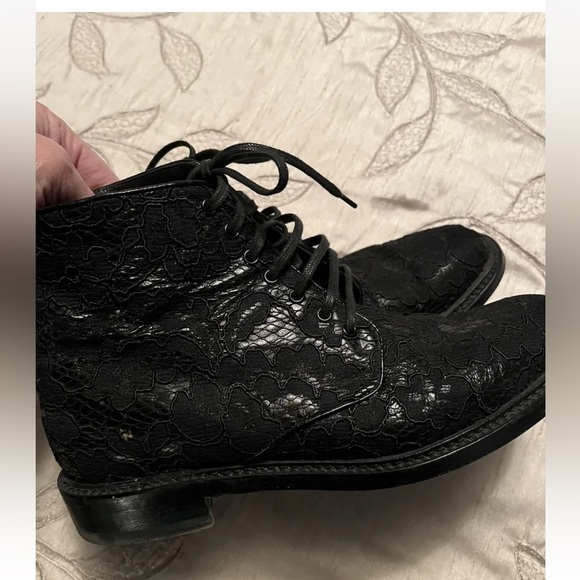 Saint Laurent Lolita 20 Combat Bootie Super Soft Leather w/ Lace Overlay - Picture 1 of 10